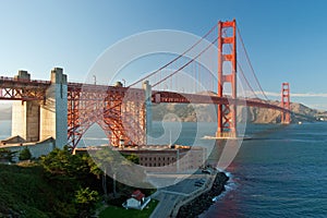 The Golden Gate Bridge in San Francisco sunset