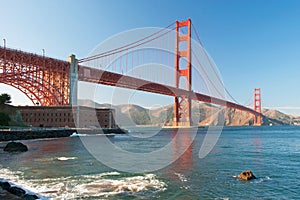 The Golden Gate Bridge in San Francisco sunset