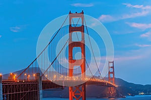 Golden Gate Bridge in San Francisco at sunset