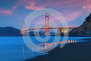 Golden Gate Bridge in San Francisco at sunset