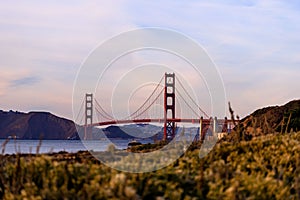 Golden Gate Bridge in San Francisco at sunset