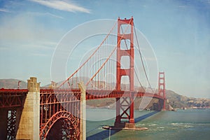 Golden Gate Bridge, San Francisco, USA. Retro filter effect