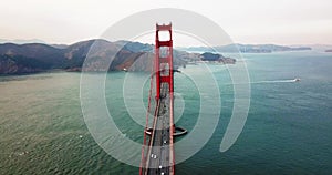 Golden Gate bridge in San Francisco USA at sunset aerial view