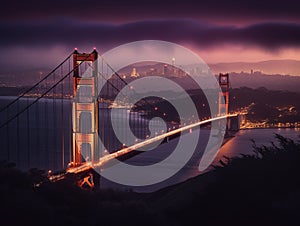 Golden Gate Bridge Shrouded in Twilight