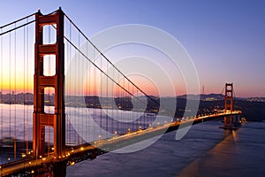 Golden Gate Bridge during Sunrise in CA USA