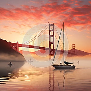 Golden Gate Bridge at Sunrise: A Jaw-Dropping Perspective in a Mystical Haze