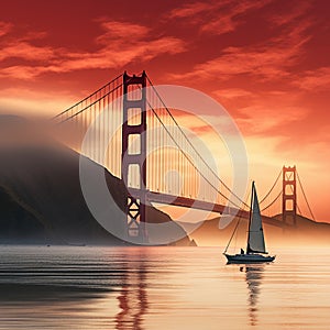 Golden Gate Bridge at Sunrise: A Jaw-Dropping Perspective in a Mystical Haze
