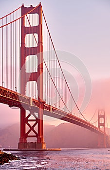 Golden Gate Bridge at sunrise, San Francisco, California