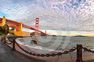 Golden Gate Bridge at sunrise, San Francisco USA