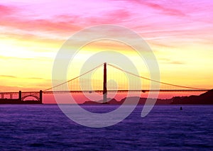 Golden Gate bridge at sunset, San Francisco.