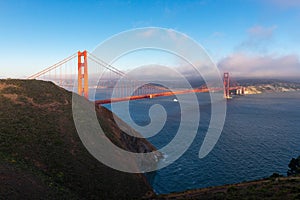 Golden Gate Bridge at sunset, San Francisco, California