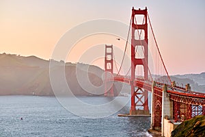 Golden Gate Bridge at sunset, San Francisco, California