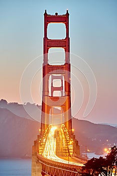 Golden Gate Bridge at sunset, San Francisco, California