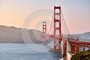 Golden Gate Bridge at sunset, San Francisco, California