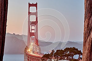 Golden Gate Bridge at sunset, San Francisco, California