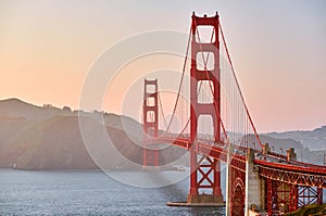 Golden Gate Bridge at sunset, San Francisco, California