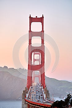 Golden Gate Bridge at sunset, San Francisco, California