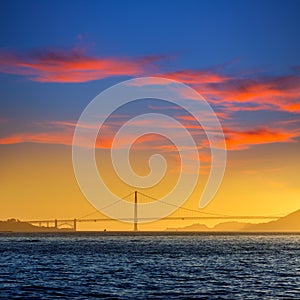 Golden Gate bridge sunset in San Francisco California