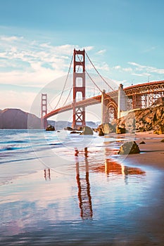 Golden Gate Bridge at sunset, San Francisco, California, USA