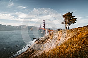 Golden Gate Bridge at sunset, San Francisco, California, USA