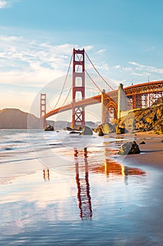 Golden Gate Bridge at sunset, San Francisco, California, USA photo
