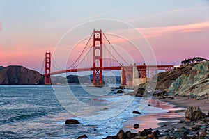 Golden Gate Bridge at sunset,, San Francisco USA