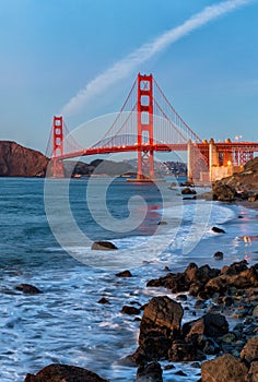 Golden Gate Bridge at sunset,, San Francisco USA