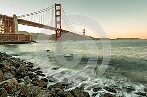 Golden Gate Bridge during sunset, San Francisco, USA