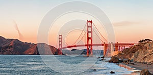 Golden Gate Bridge at sunset,, San Francisco USA