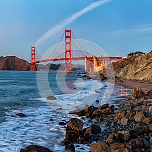 Golden Gate Bridge at sunset,, San Francisco USA