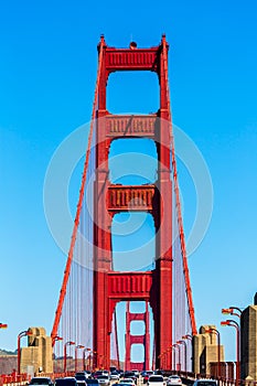 Golden Gate Bridge traffic in San Francisco California