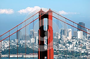 Golden Gate Bridge and Transamerica Building photo