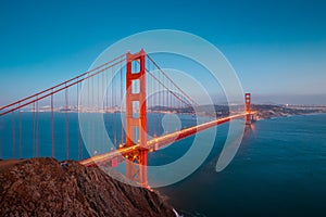 Golden Gate Bridge in twilight, San Francisco, California, USA