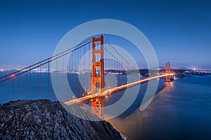 Golden Gate Bridge in twilight, San Francisco, California, USA