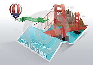 Golden gate bridge. Vector illustration decorative design