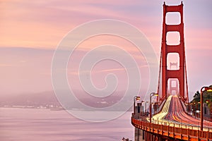 Golden Gate Bridge view at sunrise, San Francisco