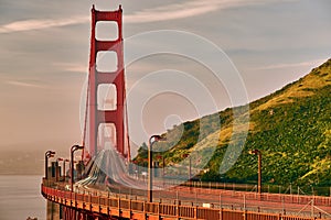 Golden Gate Bridge view at sunrise, San Francisco