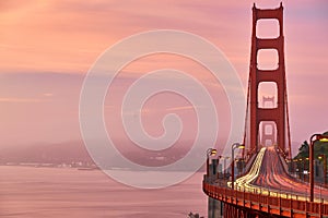 Golden Gate Bridge view at sunrise, San Francisco