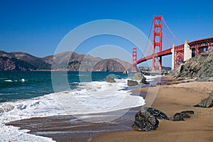 The Golden Gate Bridge w the waves