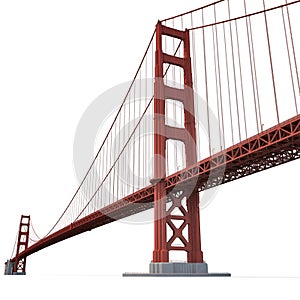 Golden Gate Bridge on white. 3D illustration