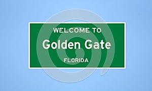 Golden Gate, Florida city limit sign. Town sign from the USA.