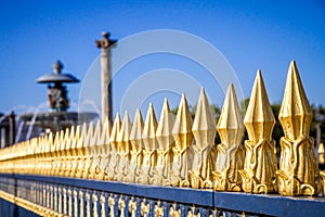 Golden gate spike detail in Concorde Square, Paris