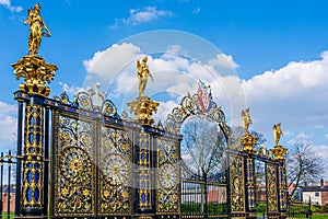 The Golden Gates in front of the Town Hall in Warrington, Cheshire, England