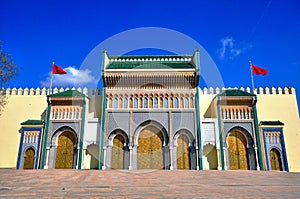 Golden gates of Royal palace. Fes old town, Morocco