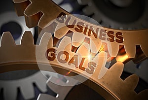 Golden Gears with Business Goals Concept. 3D Illustration.