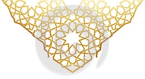Golden Geometric Islamic Pattern on White Background