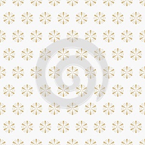 Golden geometric snowflakes seamless pattern. Vector Christmas background