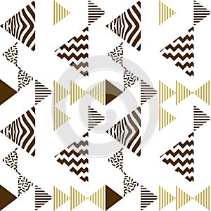 Golden geometric triangle seamless pattern vector with golden colors