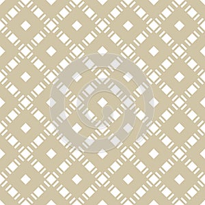 Golden geometric vector seamless pattern with squares, diamond grid, lattice