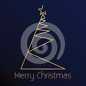 Golden Geomtric Design Christmas Tree - Merry Christmas